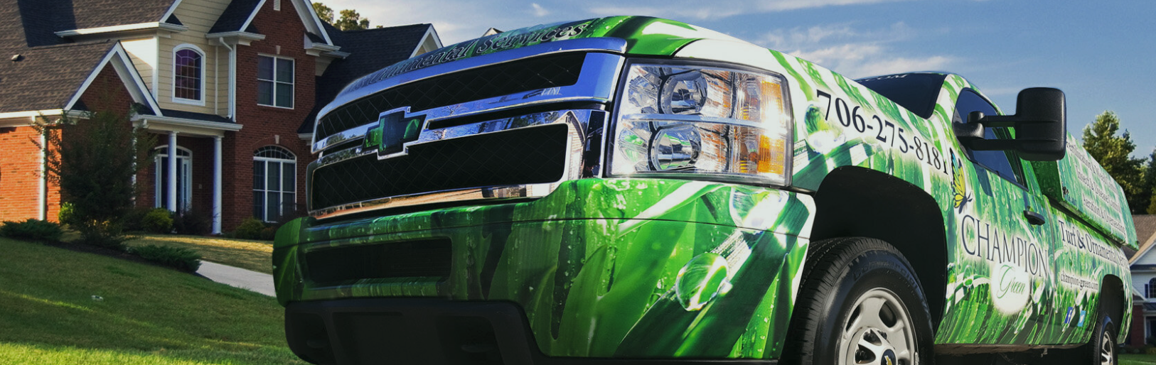 Champion Green truck lawn fertilization Dalton GA